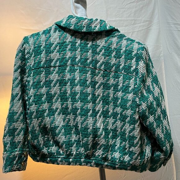 L’AGENCE Jia Houndstooth Tweed Crop Jacket Gold Buttons Size 4 - Picture 10 of 14